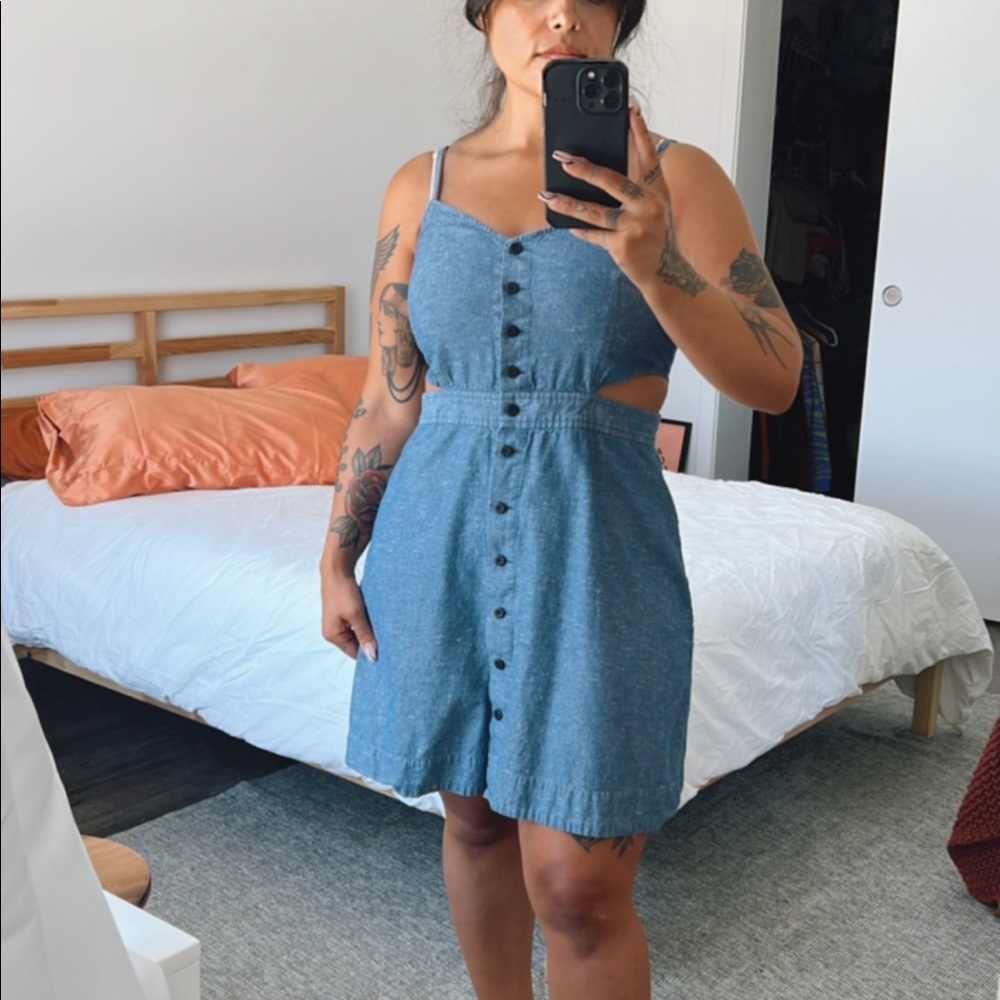 Chambray Cutout Cami Mini Dress